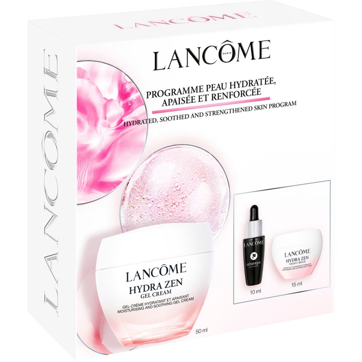 Lancôme Hydra Zen Routine Set 1 stk fugtgivende ansigtspleje i hvid gaveæske med lyserøde blomsterdetaljer
