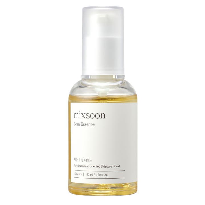 mixsoon Bean Essence 50 ml eksfolierende ansigtsserum i gennemsigtig flaske med gul væske og hvid etiket
