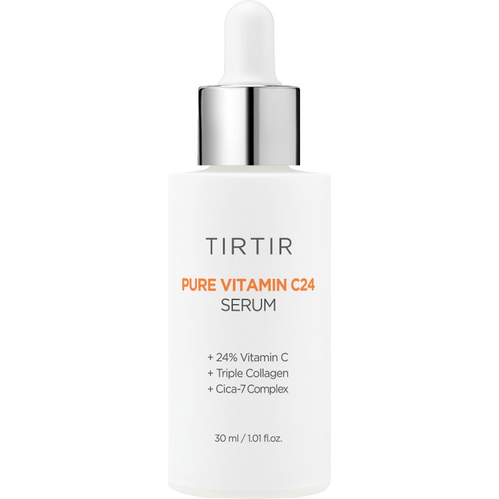 TIRTIR Pure Vitamin C24 Serum 30 ml glødgivende ansigtsserum i hvid flaske med sølvfarvet låg og pipette