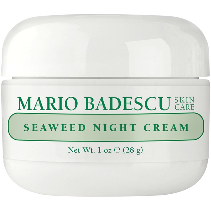 Mario Badescu Seaweed Night Cream 28 g nærende natcreme i hvid krukke med grøn etiket der giver fugt
