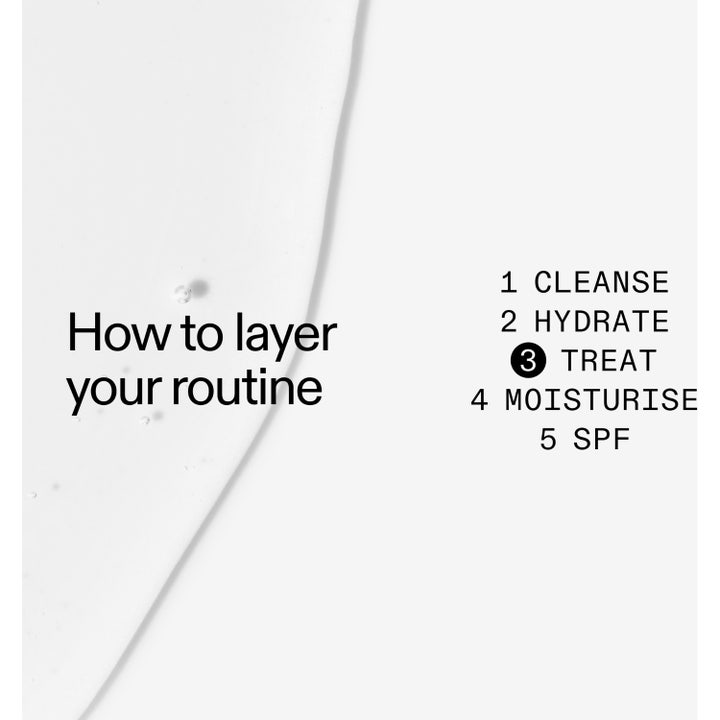 The INKEY List PHA Toner 100 ml eksfolierende toner med guide til rutine hvor trin 3 TREAT er markeret.