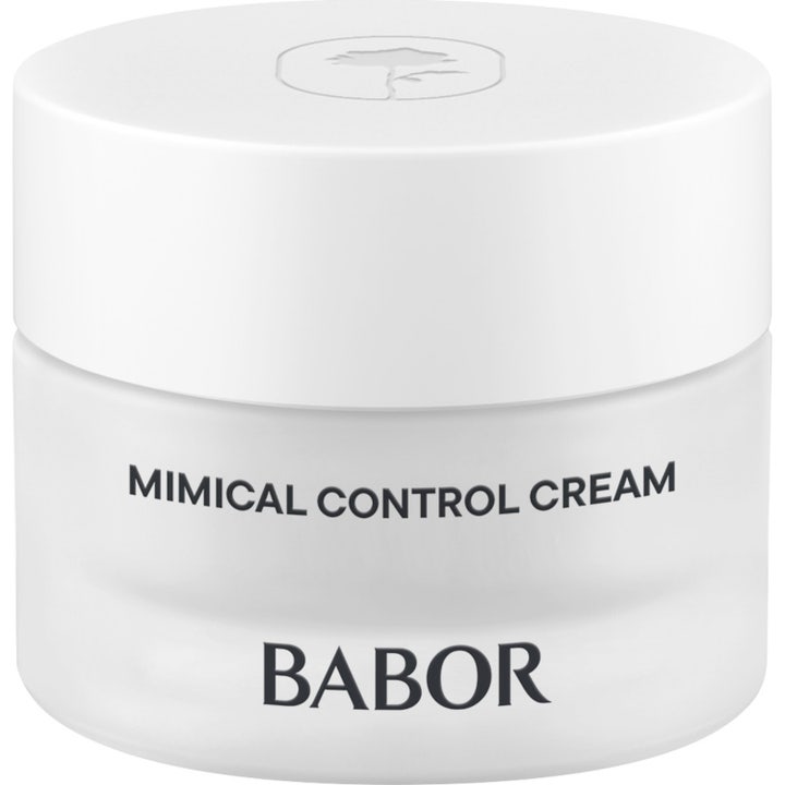 Babor Mimical Control Cream 50 ml mod mimiske rynker i en elegant frostet glaskrukke med hvidt låg.