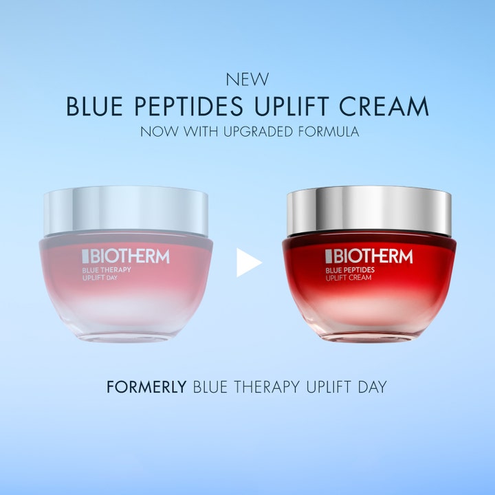 Biotherm Blue Peptides Uplift Cream 50 ml opstrammende dagcreme i rød glaskrukke tidligere kaldet Blue Therapy