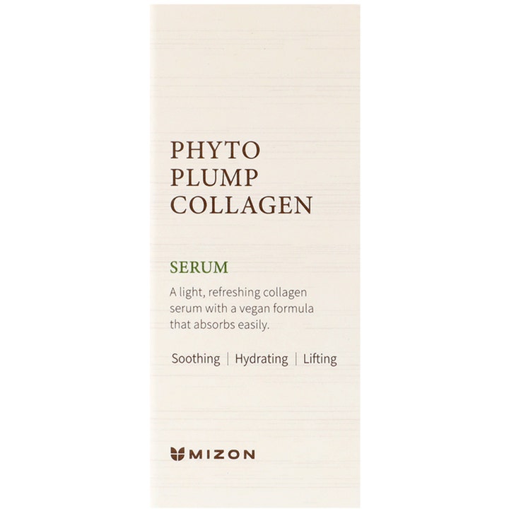 Mizon Phyto Plump Collagen Serum 30 ml vegansk serum i beige emballage der giver fugt og løft