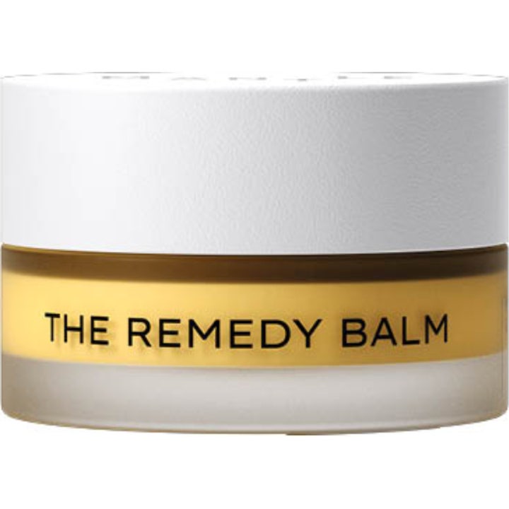 Mantle The Remedy Balm 50 ml beroligende multi-balm i en frostet glaskrukke med hvidt låg og gult indhold