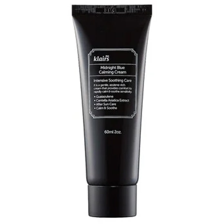 Klairs Midnight Blue Calming Cream 60 ml beroligende ansigtscreme i sort tube der dæmper rødme og irritation