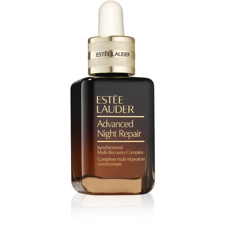Estée Lauder Advanced Night Repair reparerende serum i ikonisk brun glasflaske med guldlåg og hvid pipette