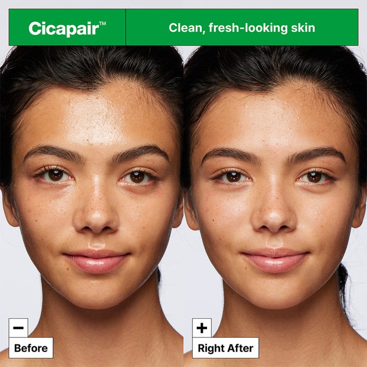 Dr.Jart+ Cicapair Gentle Cleansing Foam 150 ml ansigtsrens før og efter resultat der giver ren og frisk hud
