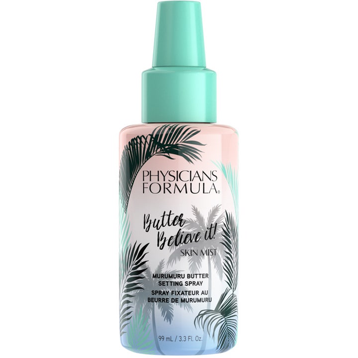 Physicians Formula Butter Believe It! Skin Mist 99 ml fugtgivende setting spray i flaske med palmer og mintgrønt låg