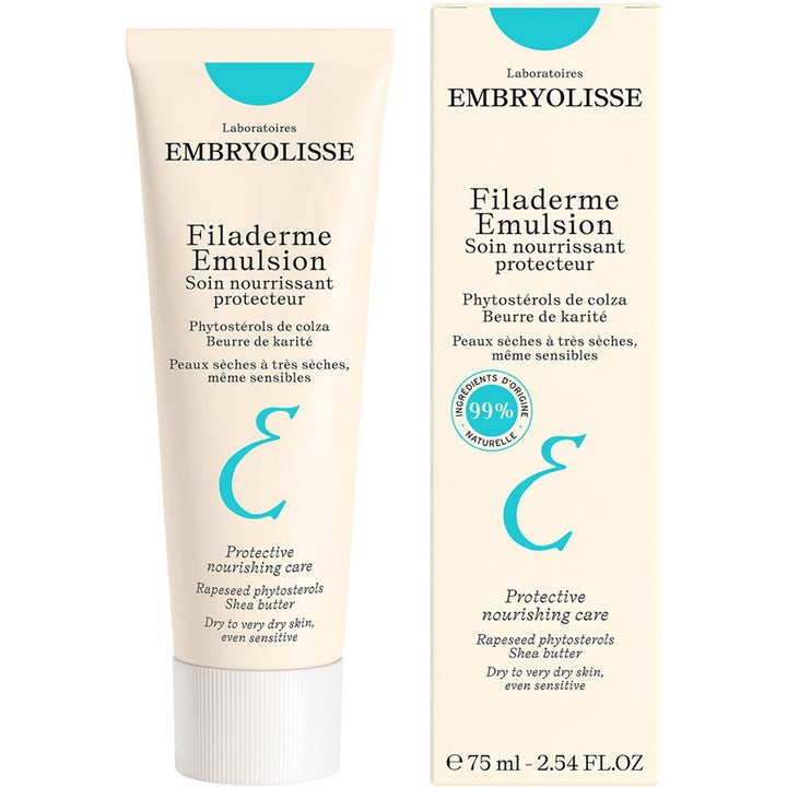 Embryolisse Filaderme Emulsion 75 ml nærende ansigtscreme i beige tube og æske med sheasmør til tør hud
