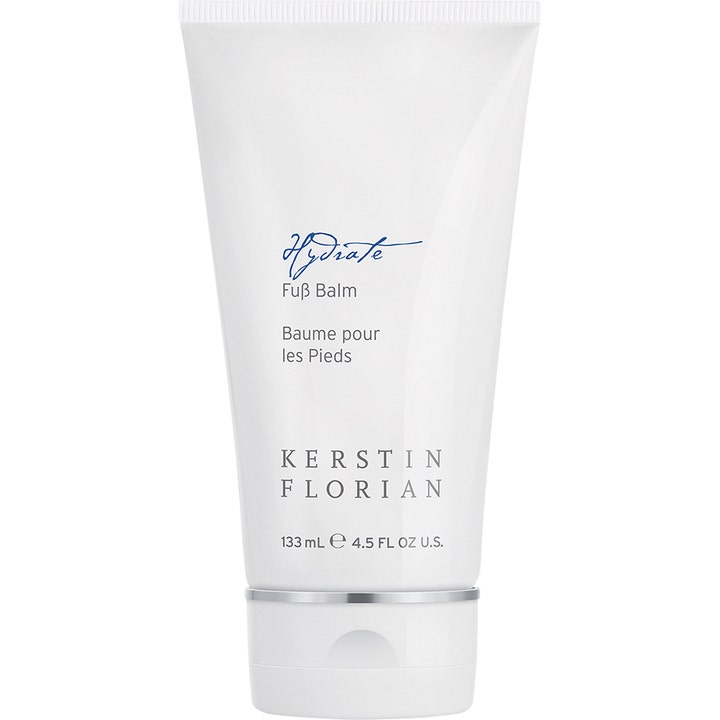 Kerstin Florian Hydrate Fuß Balm 133 ml fugtgivende fodcreme i hvid tube med blå skrift og sølvring