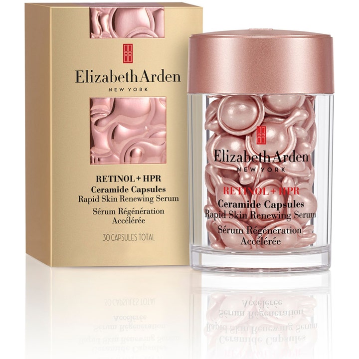 Elizabeth Arden Ceramide Capsules Retinol + HPR 30 stk fornyende ansigtsserum i krukke med lyserøde kapsler