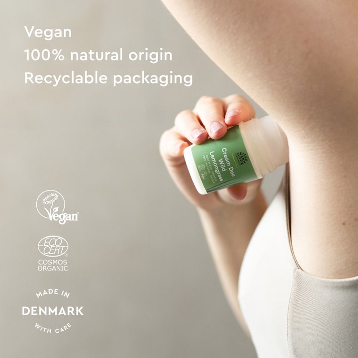 Urtekram Wild Lemongrass Deo 50 ml vegansk deodorant med 100% naturlig oprindelse der påføres under armen.