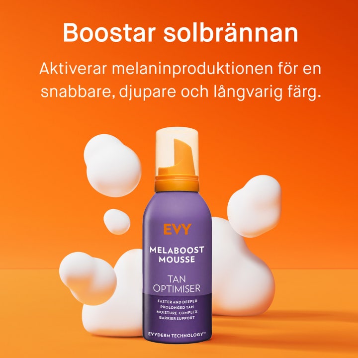 EVY Technology Daily Tan Activator 150 ml fugtgivende mousse der forlænger kuløren vist med hvide skumbobler