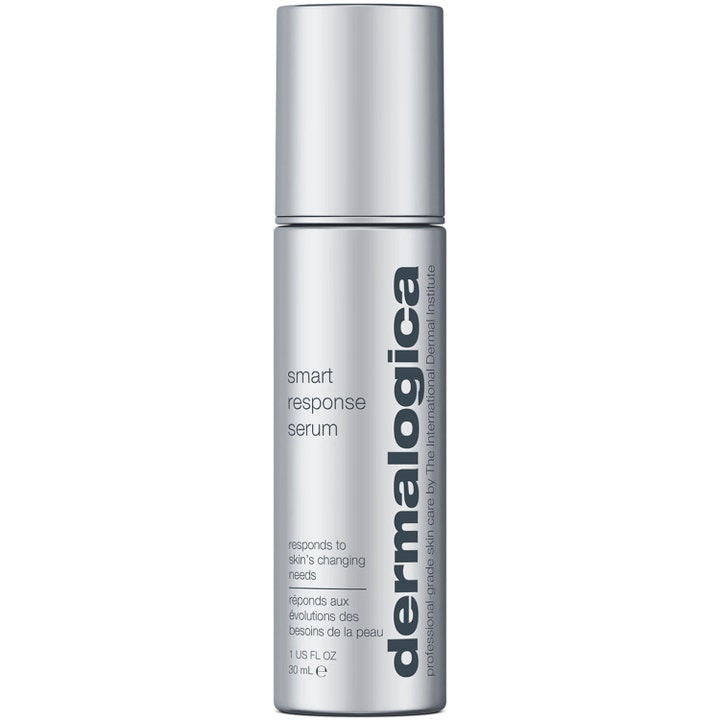 Dermalogica Smart Response Serum 30 ml fugtgivende ansigtsserum i en slank sølvfarvet cylinderflaske