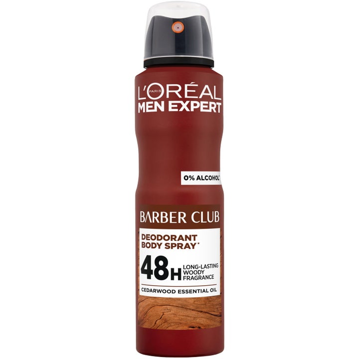 L'Oréal Men Expert Barber Club Deodorant Body Spray 150 ml mod lugt i brun sprayflaske med træmønster
