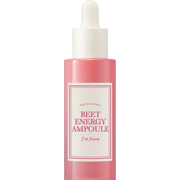 I'm from Beet Energy Ampoule 30ml revitaliserende ansigtsserum med lyserød væske i klar flaske med hvid pipette