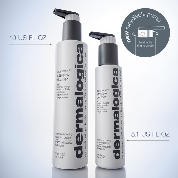 Dermalogica Magnetic Afterglow Cleanser 150 ml ansigtsrens i hvid flaske med genanvendelig pumpe