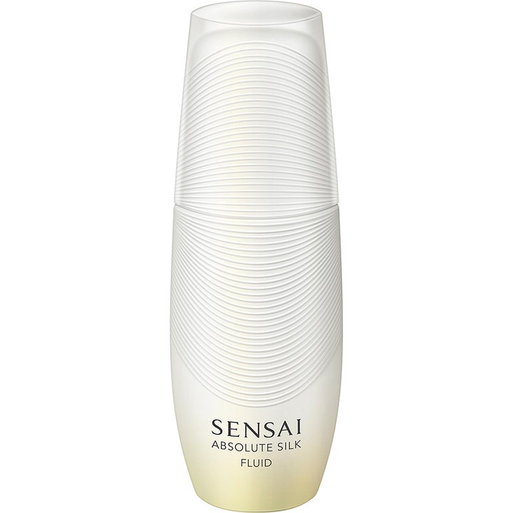 Sensai Absolute Silk Fluid 80 ml fugtgivende ansigtsemulsion i elegant hvid flakon med rillet mønster