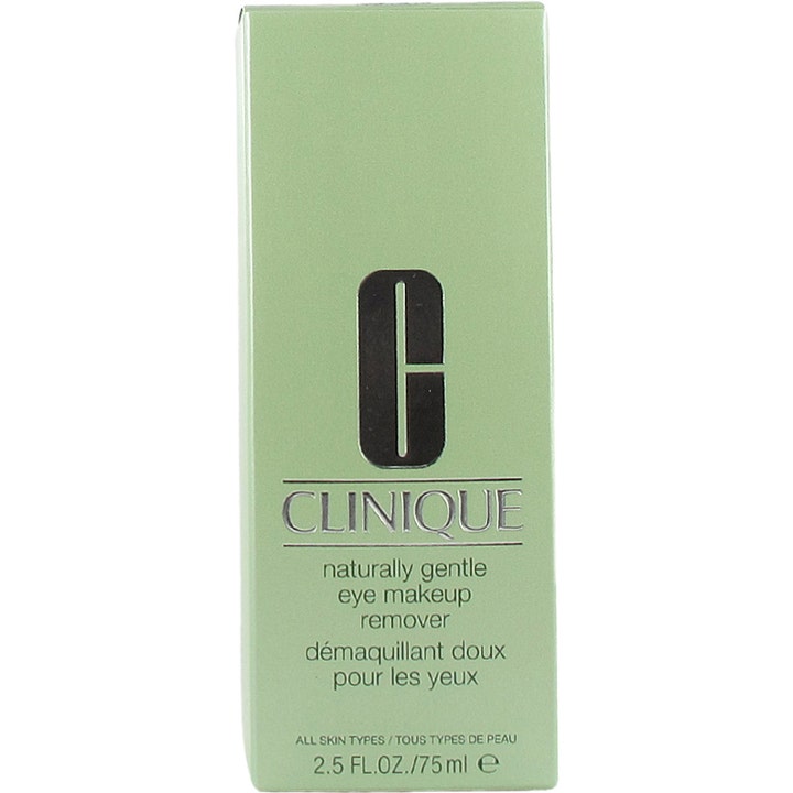 Clinique Naturally Gentle Eye Makeup Remover 75 ml skånsom øjenmakeupfjerner i lysegrøn papæske med sølvlogo