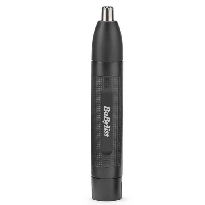 BaByliss Næse- og ørehårstrimmer 1 stk fjerner uønsket hår med sin slanke sorte form rillede greb og roterende metalhoved
