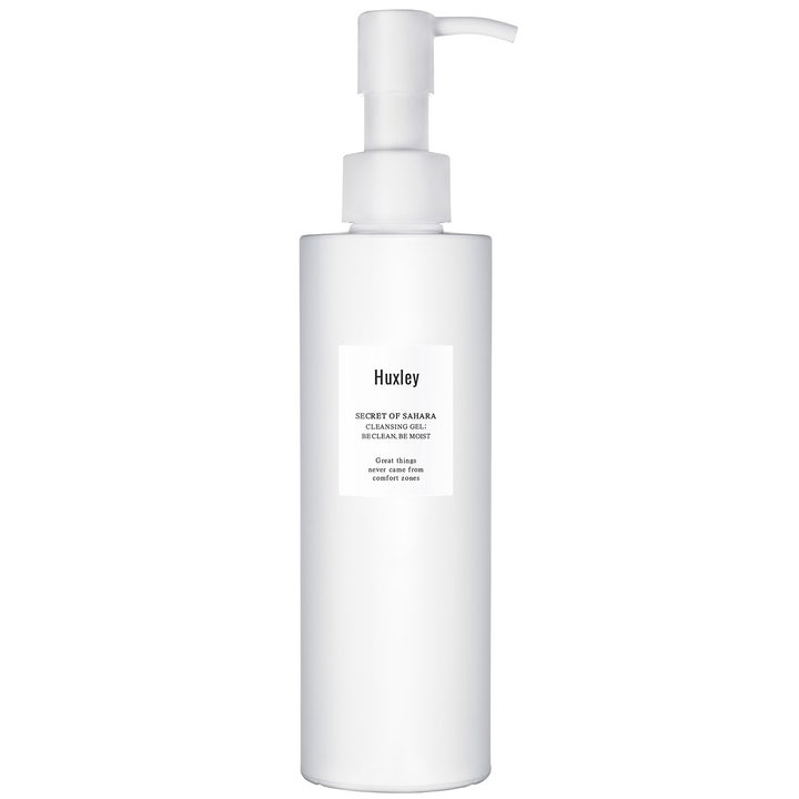 Huxley Cleansing Gel Be Clean Be Moist 200 ml ansigtsrens i hvid plastflaske med praktisk pumpe