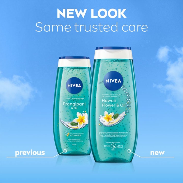 NIVEA Hawaii Flower & Oil Shower 250 ml er en plejende showergel med olieperler og vitamin C og E.