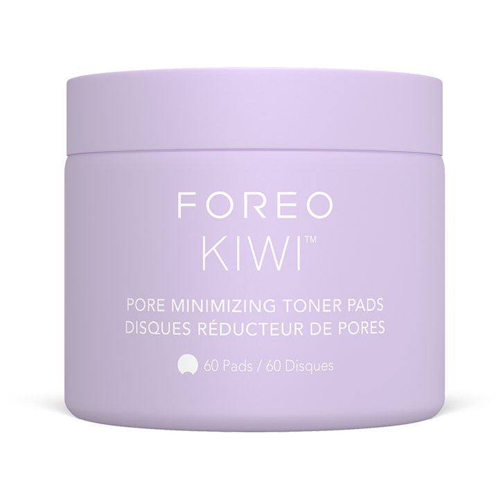 FOREO KIWI Pore Minimizing Toner Pads 60 stk formindsker porer i en mat lys lilla krukke med hvid tekst