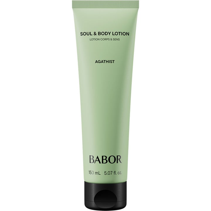 Babor Soul & Body Lotion Agathist 150 ml fugtgivende bodylotion i en mat lysegrøn tube med sort låg