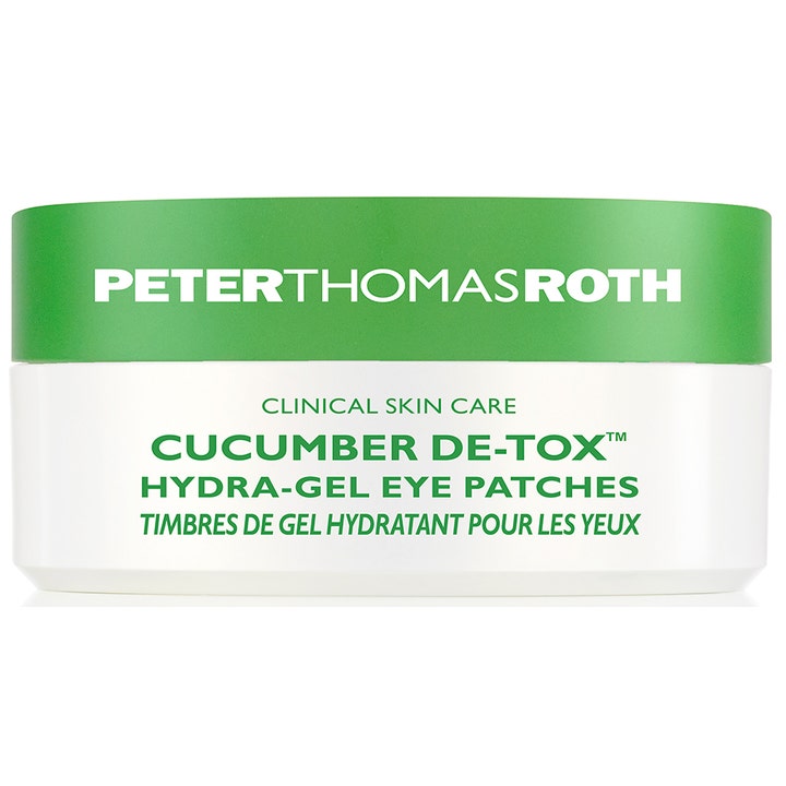 Peter Thomas Roth Cucumber De-Tox Hydra-Gel Eye Patches fugtgivende øjenmasker i hvid krukke med grønt låg