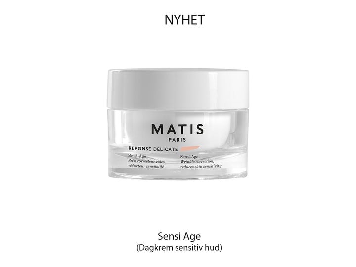 Matis Délicate Sensi Age 50 ml rynkekorrigerende dagcreme til sensitiv hud i en klar glaskrukke med hvidt låg