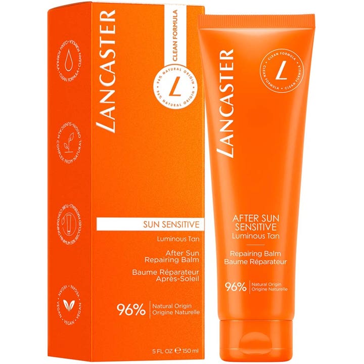 Lancaster Sun Sensitive After Sun Repair Balm 150 ml reparerende after sun i orange tube og æske med vegansk formel