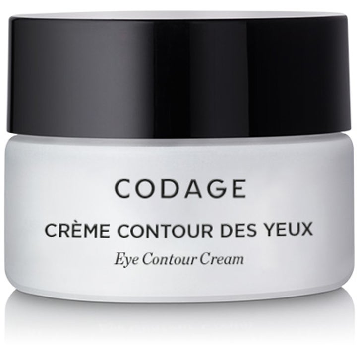 Codage Eye Contour Cream 15 ml plejende øjencreme i hvid frostet glaskrukke med sort låg