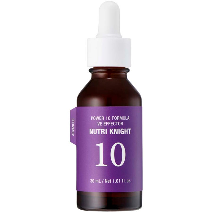 It's Skin Power 10 Formula VE Effector Nutri Knight 30 ml nærende serum i brun glasflaske med lilla etiket