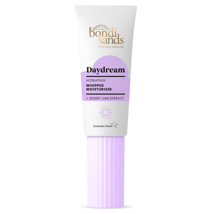 Bondi Sands Daydream Hydrating Whipped Moisturiser fugtgivende ansigtscreme i hvid tube med rillet lilla låg