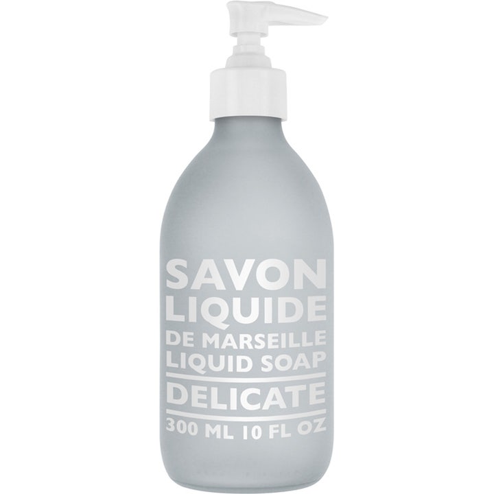 Savon de Marseille Delicate Liquid Soap 300 ml skånsom flydende sæbe i grå frostet flaske med hvid pumpe
