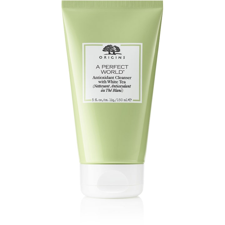 Origins A Perfect World Antioxidant Cleanser 150 ml beskyttende ansigtsrens med hvid te i lysgrøn tube med hvidt låg