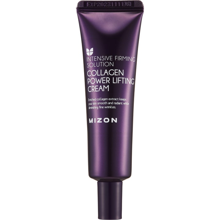 Mizon Collagen Power Lifting Cream 35 ml opstrammende ansigtscreme i en lilla tube der giver huden et synligt løft