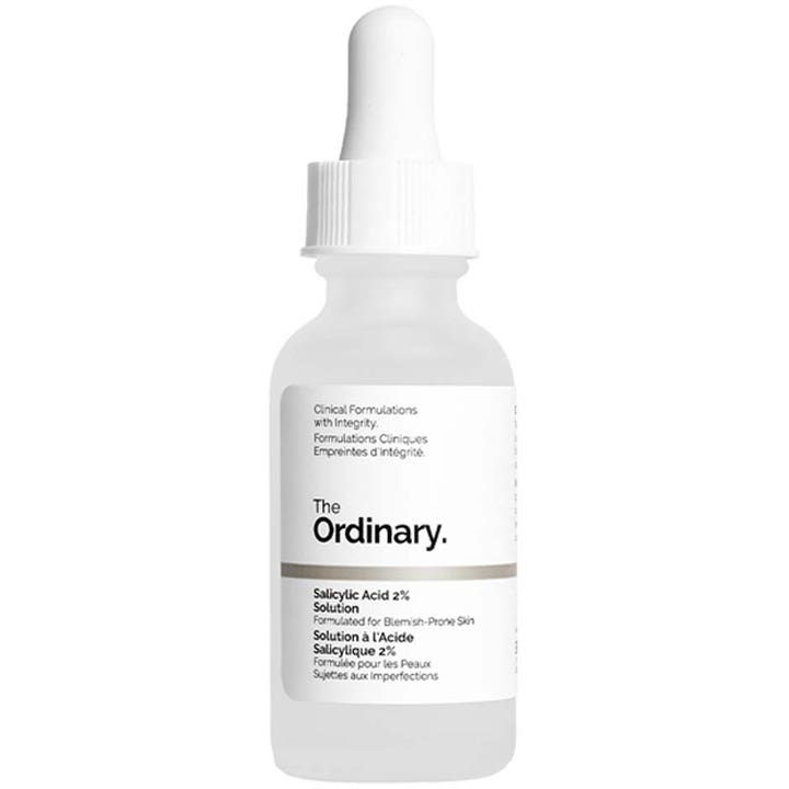 The Ordinary Salicylic Acid 2% Solution 30ml eksfolierende serum mod uren hud i frostet glasflaske med hvid pipette