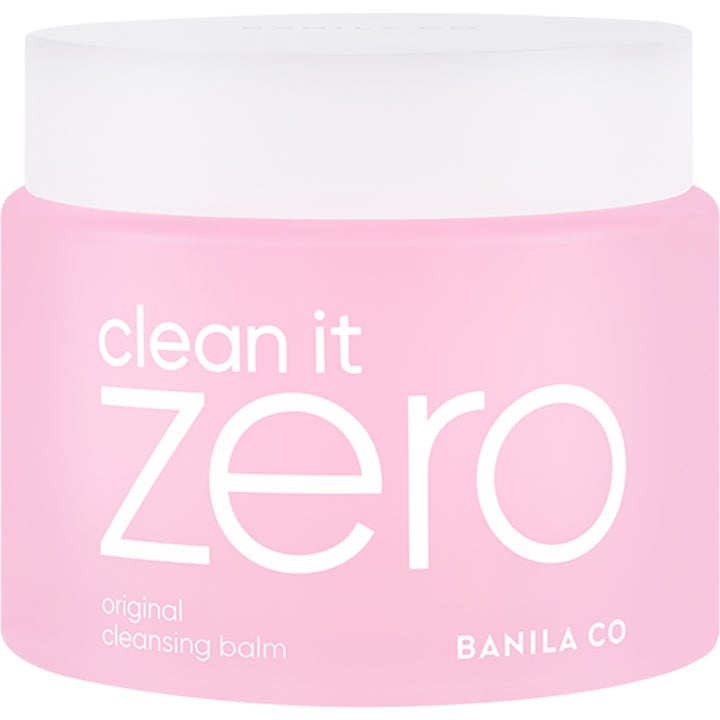 Banila Co Clean It Zero Original 100ml dybderensende ansigtsrens fjerner makeup i en lyserød krukke med hvidt låg