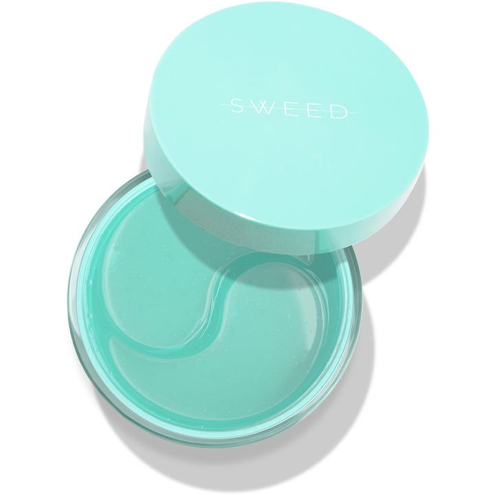 Sweed Miracle Eye Patches 33 par fugtgivende øjenmaske i turkis krukke med synlige gelmasker.