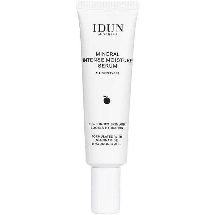 IDUN Minerals Mineral Intense Moisture Serum 30 ml fugtgivende ansigtsserum med niacinamid i hvid tube