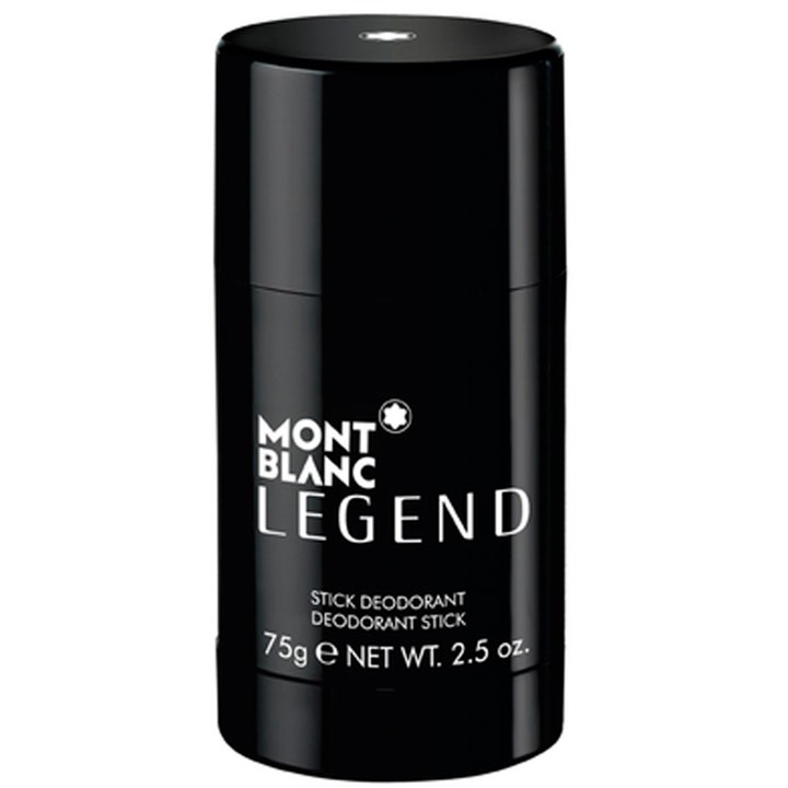 Montblanc Legend 75g deostick giver friskhed i en stilfuld sort emballage med hvid tekst og logo