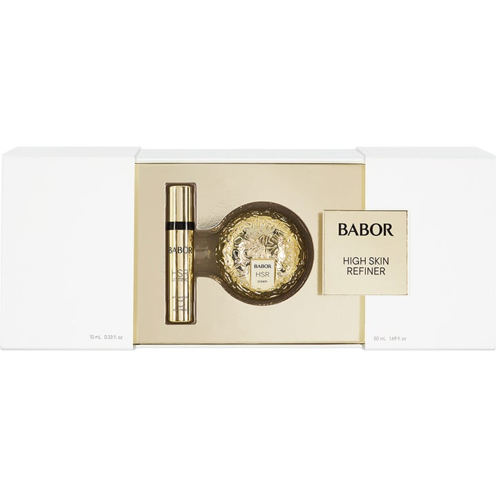 Babor HSR Lifting 50 ml og 10 ml opstrammende hudplejesæt med guld krukke og tube i hvid gaveæske