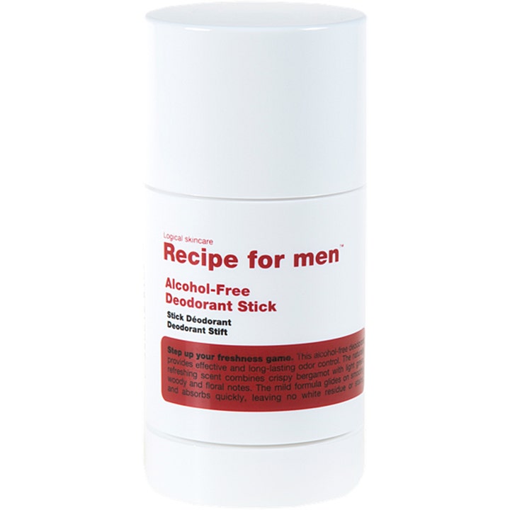 Recipe for men Alcohol-Free Deodorant Stick 75ml alkoholfri deodorant mod lugt i hvid stift med rød tekst