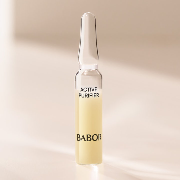 Babor Ampoule Active Purifier 14 ml rensende serum i en klar glasampul med lysegul væske