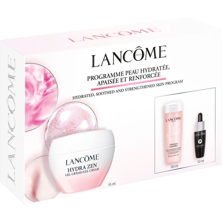 Lancôme Hydra Zen Starter Kit 1 stk beroligende hudplejesæt i hvid æske med lyserød gel-creme og ansigtsserum