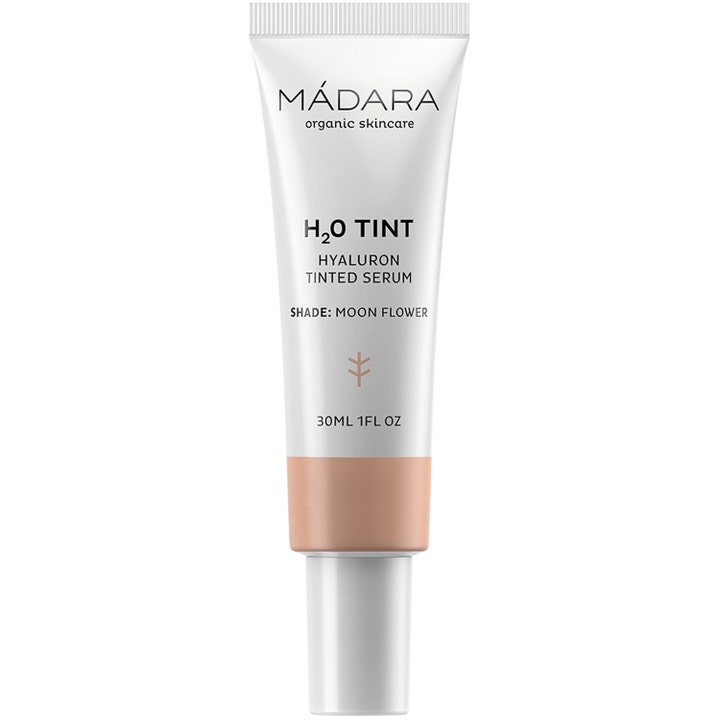 Mádara H2O Tint Hyaluron Tinted Serum 30ml fugtgivende ansigtsserum i hvid tube med beige farveindikator.