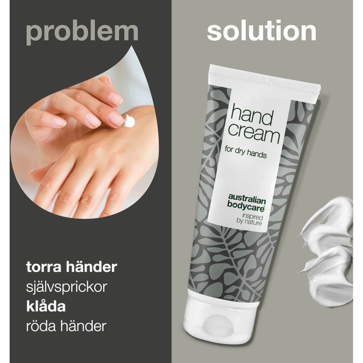 Australian Bodycare Hand Cream 100 ml plejende håndcreme mod tørre hænder og kløe vist med hvid cremetekstur.