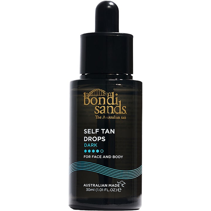 Bondi Sands Self Tan Drops Dark 30ml selvbrunerdråber giver dyb glød i mørk glasflaske med sort pipette